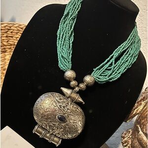 Beautiful beaded turquoise and metal necklace